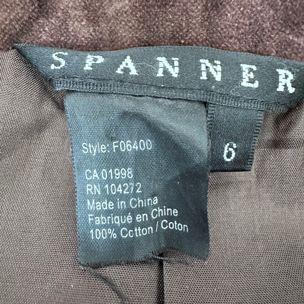 SPANER Women's Brown Velvet Paisley‎ Trimmed Long Blazer Jacket Size 6 - Picture 4 of 8